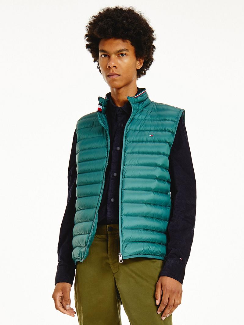 Férfi Tommy Hilfiger Recycled packable vest Kabát Zöld | HU 1201ILH